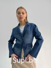 Стильный приталенный джинсовый пиджак (5001(1) размеры: l-3xl