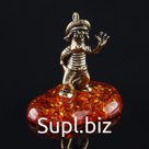 Сувенир "Волк", латунь, янтарная смола, 3,7х2,0х2,0 см