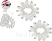 Large spiral hair elastic, 5cm, 2 pcs., transparent white.