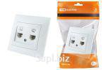 Розетка телефонная RJ11 + компьютерная RJ45 белая "Лама" TDM