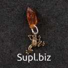 Сувенир "Лягушка", латунь, янтарная смола