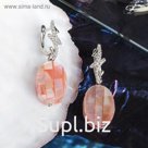 Серьги "Ракушка" таблетка, овал, цвет розовый
