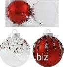 2 Christmas tree balls, 8cm in diameter, decorative. Color: red and white.