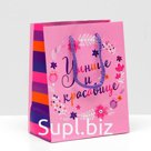 Пакет подарочный "Умнице и красавице", 11,5 х 14,5 х 6,5 см