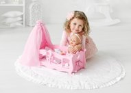 Кроватка (колыбелька) с постельным бельем и балдахином (коллекция "Diamond princess" розовая) Артикул: 72519