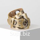 Ремень женский, ширина 3,8 см, люверсы, пряжка металл, люверсы, цвет золото