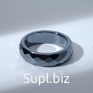 Кольцо «Ночь» под гематит, гранёное, цвет чёрный, размер 17