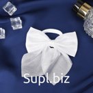 Резинка для волос бант "Школьница" блеск,11х9 см, белый