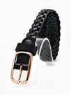 Ремень женский плетёный, 110×1.8 см, пряжка металл, золотистая, чёрный