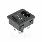 Выключатель клавишный 250 V 6 А (4с) ON-OFF черный с штекером C8 2PIN  REXANT