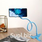 Держатель-прищепка, гибкий,регулируемый, для смартфона 3-7", 80 см, шир. держ. 12 см,голубой