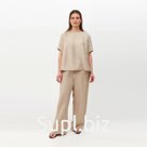 Костюм женский (футболка, брюки) MINAKU: Enjoy цвет бежевый, размер 48