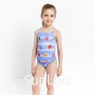 Купальник слитный для девочки, цвет синий/морские обитатели, рост 122 см