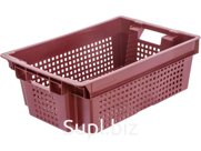 Ящик перфорированный 600×400×200, арт.: 102, объём 37, красный, код: 00339