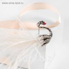 Брошь "Лебедь" с перьями, цвет белый в чернёном серебре