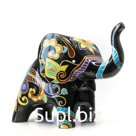 The elephant is black and bright