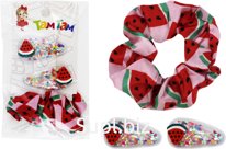 Juicy Watermelon Hair Accessories (3 pieces) (2 click-clack clips, 1 elastic band)
