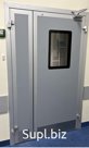 Дверь механическая, распашная, 2100х1200 (900х300).  С остеклением. Двухстворчатая