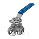 Кран шаровый трехходовой (T-тип) нержавеющий, AISI316 DN25 (1"), (CF8M), PN64