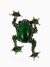 Брошь «Лягушка» кабошон, цвет зелёный в золоте