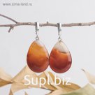 Серьги "Агат" капля, цвет коричневый