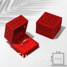 Футляр бархатный под кольцо/серьги «Кружево», 6×6, красный