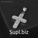 Подвеска "Крестик" гармония, цвет белый в серебре, L=2,5 см