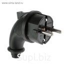 Вилка угловая Smartbuy, 2P+PE, 16 A, 250 В, IP44, каучуковая, черный