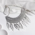 Колье "Ажурные перья", цвет чернёное серебро, 40см