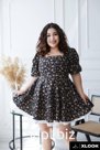 Легкое платье plus size черное в цветочек