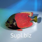 Брошь "Рыбка" морская, цветная в золоте