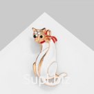 Брошь "Кошка" игривая, цветная в золоте