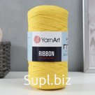 Плюшевая пряжа для вязания крючком YarnArt, Ribbon, 40% полиэстер, 60% хлопок, 125 м/250 г, (764 жёлтый)