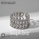 Кольцо «Звенья» крупная цепь, цвет серебро, безразмерное