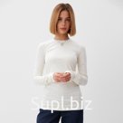 Лонгслив со сборкой женский MINAKU: Casual Collection, цвет экрю, размер 50