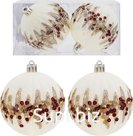 2 Christmas tree balls, 8cm in diameter, milky white