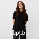 Футболка женская с красным кантом Basic line чёрная, размер 42