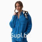 Рубашка женская оверсайз MIST Muslin, размер 42, синяя