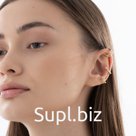 Серьги "Каффы" гвоздик, двойные линии, цвет золото