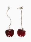 Серьги «Черешня», бордовые в серебре