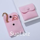 Конвертик для украшений бархатный, 7*7см, цвет розовый