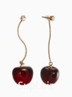 Серьги «Черешня», бордовые в золоте