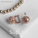 Серьги металл "Эдель" шар кружево, цвет золото