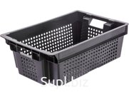 Ящик перфорированный 600×400×200, арт.: 102, объём 37, чёрный, код: 00342