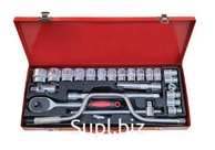 24 PCS 6PT BLACK SOCKET SET WITH SPEED HANDLE