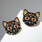 Серьги ассорти "Кошка" расписная, цветные в золоте