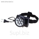 Фонарь налобный, аккумуляторный "Black Beats", 220 V, 7 LED, чёрный