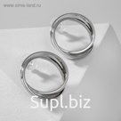 Серьги металл "Кольца" двойные, цвет серебро