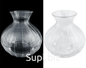 Flower vase with vertical stripes. Size: 13x14 cm.