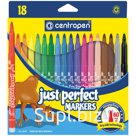 Фломастеры Centropen "Just Perfect", 18цв., трехгранные, смываемые, устойч. к высыханию, картон, евр